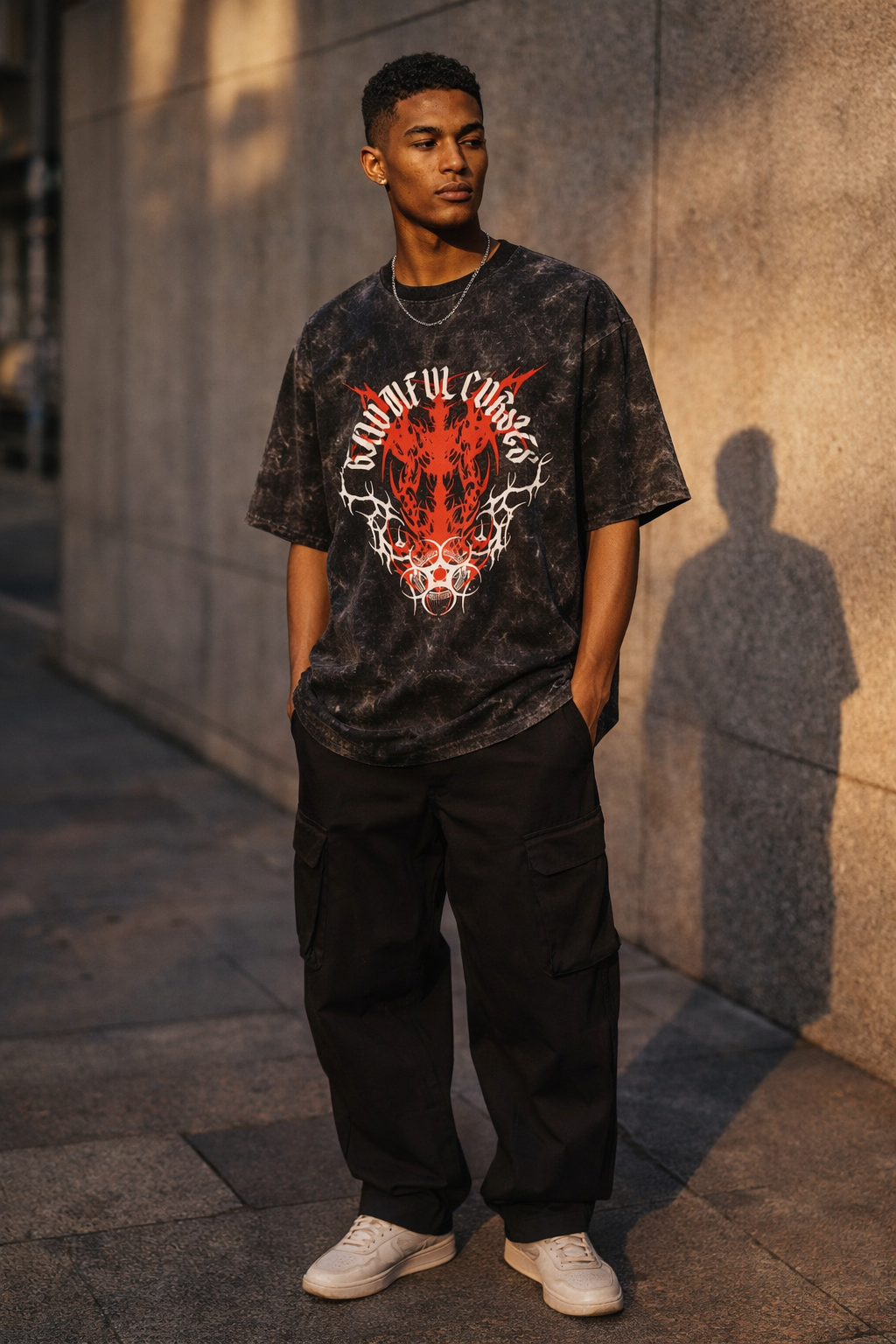 Curse Eclipse Duality Acid-Wash Unisex Oversized Tee