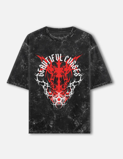 Curse Eclipse Duality Acid-Wash Unisex Oversized Tee