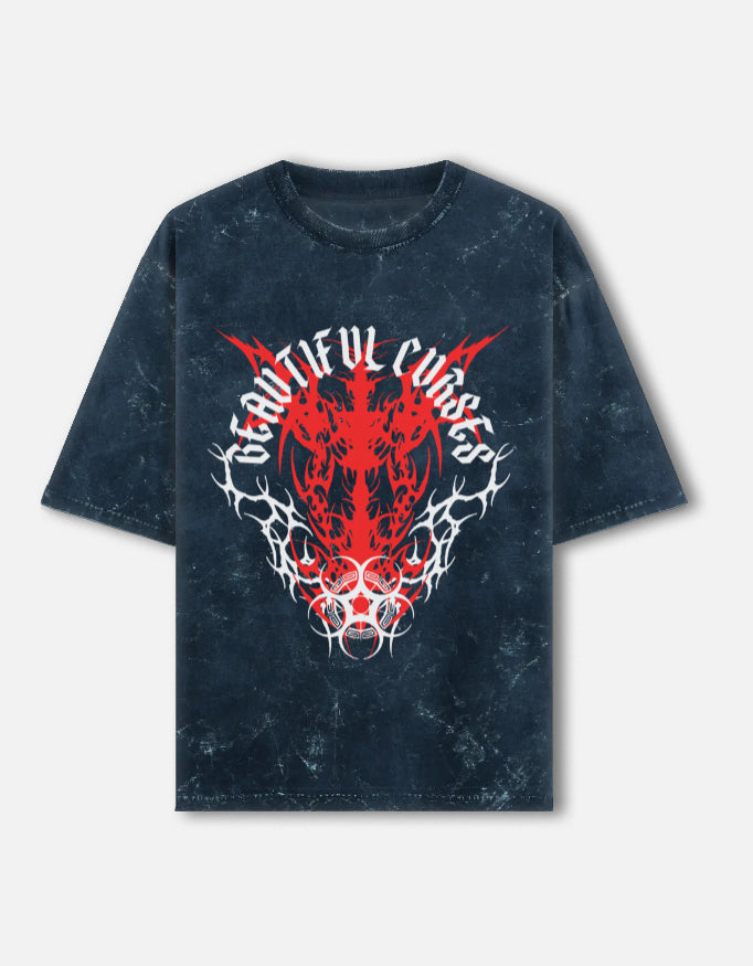 Curse Eclipse Duality Acid-Wash Unisex Oversized Tee