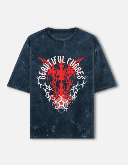 Curse Eclipse Duality Acid-Wash Unisex Oversized Tee