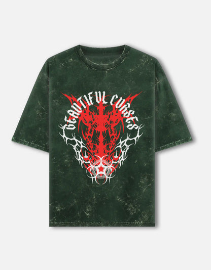 Curse Eclipse Duality Acid-Wash Unisex Oversized Tee