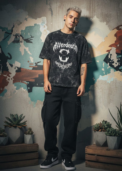 Afterdeath X Bite Me Unisex Acid-Washed Oversized Tee