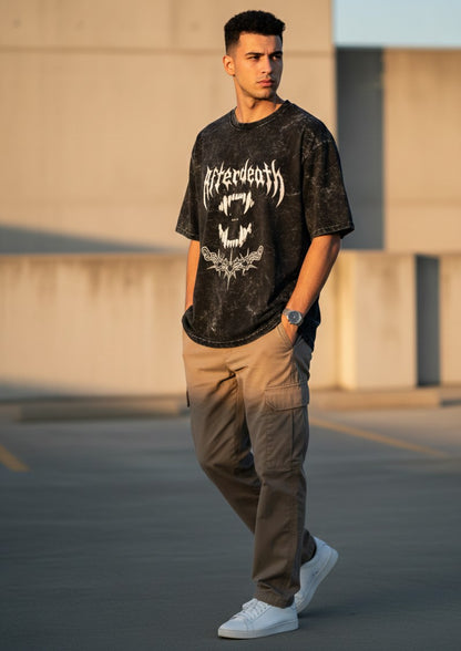 Afterdeath X Bite Me Unisex Acid-Washed Oversized Tee