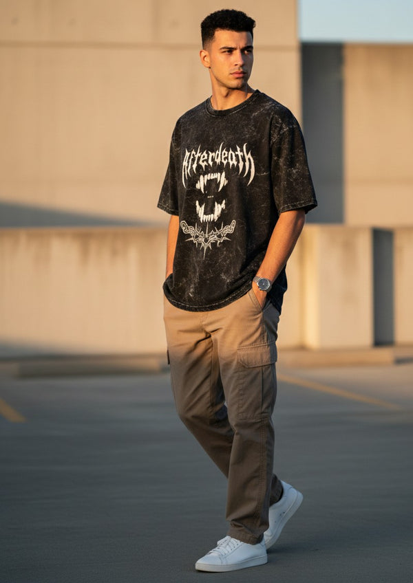 Afterdeath X Bite Me Unisex Acid-Washed Oversized Tee